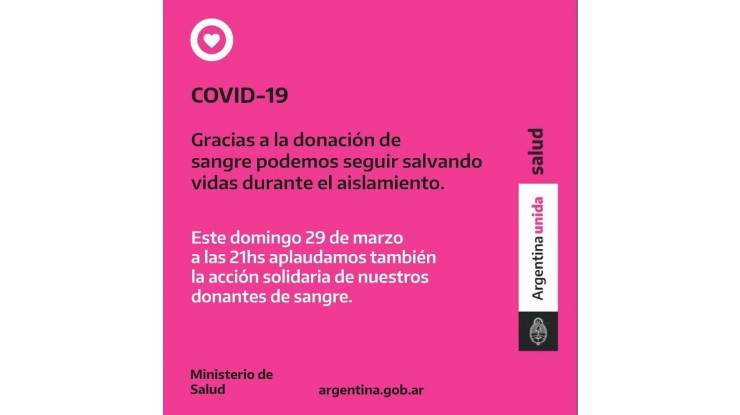 Argentina Unida: aplauso simbólico a los donantes de sangre 